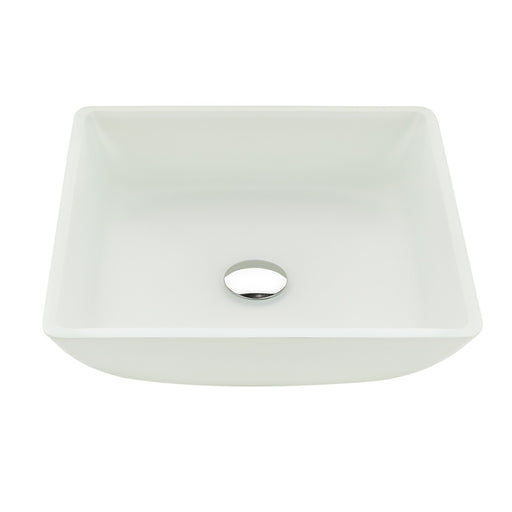 Solstice Square Glass Vessel Bathroom Sink with White Finish