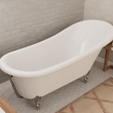 ANZZI FT-CF131FAFT-CH 67.32" Diamante Slipper-Style Acrylic Claw Foot Tub in White