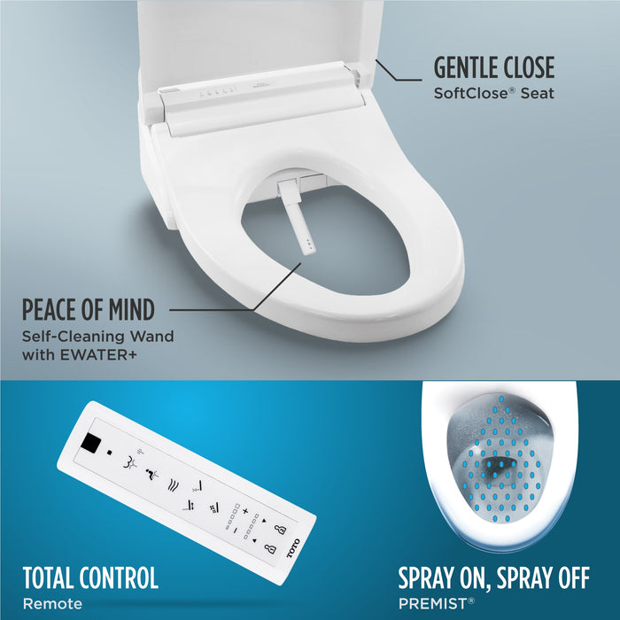 TOTO MW6463084CEMFGN#01 Aquia IV Elongated Dual Flush Toilet with C5 Washlet Bidet Seat