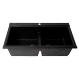 ALFI Brand AB3418DBDI-BLA Black 33" Granite Composite Workstation Double Bowl Drop-in Sink