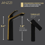 ANZZI L-AZ904MB-BG Single Handle Bathroom Sink Faucet with Pop-up Drain in Matte Black & Brushed Gold