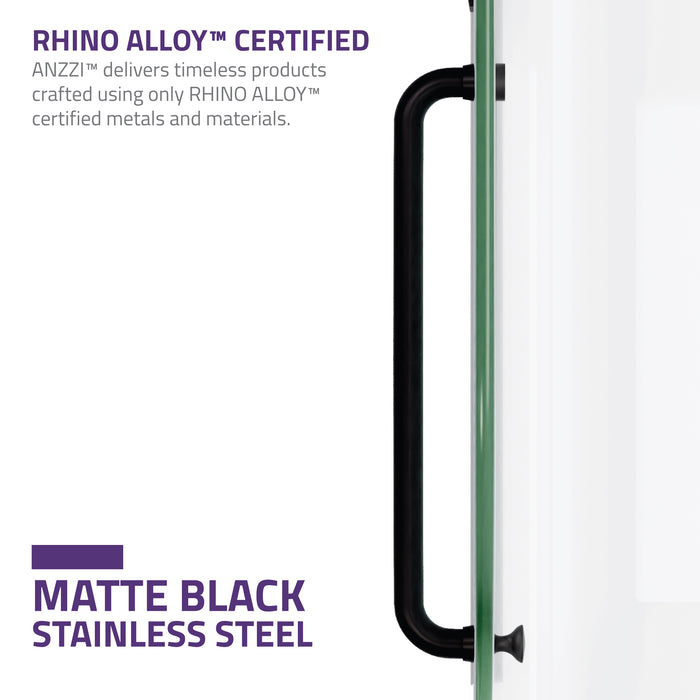 ANZZI SD-AZ8074-01MB Vensea Series 31.5" by 56" Frameless Hinged Tub Door in Matte Black