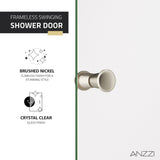 ANZZI SD-AZ14-01BN Romance 72" x 33.5" Frameless Swinging Shower Door in Brushed Nickel