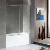 ANZZI SD1701BN-3060R 5 ft. Bathtub in White with 60" x 62" Frameless Sliding Tub Door in Brushed Nickel