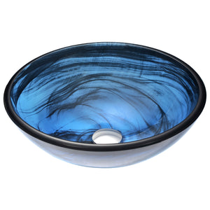 Soave Series Deco-Glass Vessel Sink in Sapphire Wisp