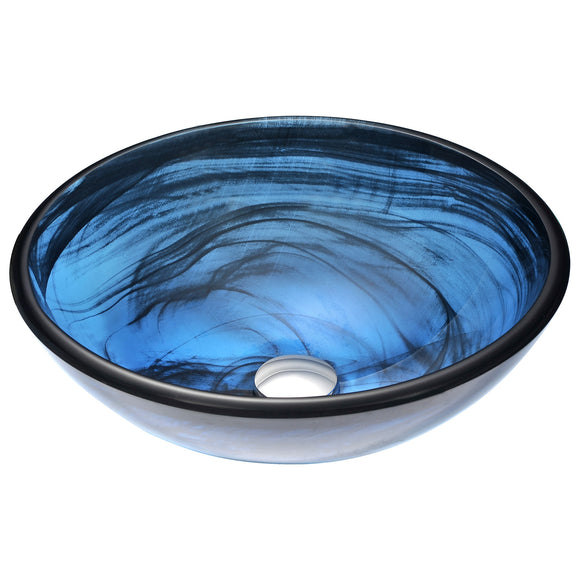 Soave Series Deco-Glass Vessel Sink in Sapphire Wisp