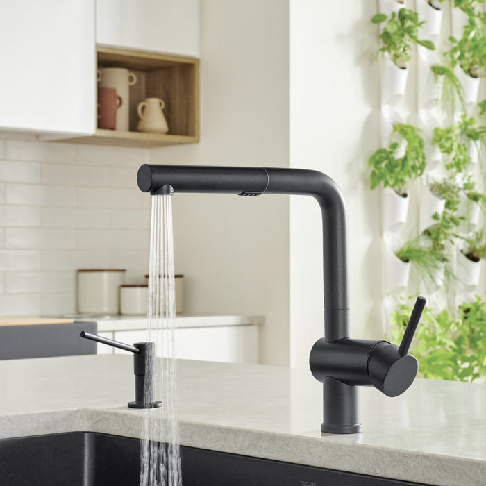 Blanco 526374 Linus Low Arc Pull-Out Dual-Spray Kitchen Faucet - Coal Black