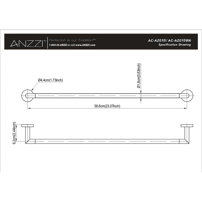 ANZZI AC-AZ010 Caster 2 Series 23.07" Towel Bar in Polished Chrome