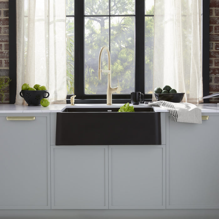 Blanco 402575 Ikon SILGRANIT 33" Single Bowl Apron-Front Farmhouse Sink - Coal Black