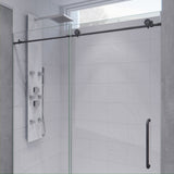 ANZZI SD-AZ8077-02GB Leon Series 60" by 76" Frameless Sliding Shower Door in Gunmetal with Handle