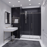 ANZZI SD-AZ13-02BN Madam Series 60" by 76" Frameless Sliding Shower Door in Brushed Nickel with Handle