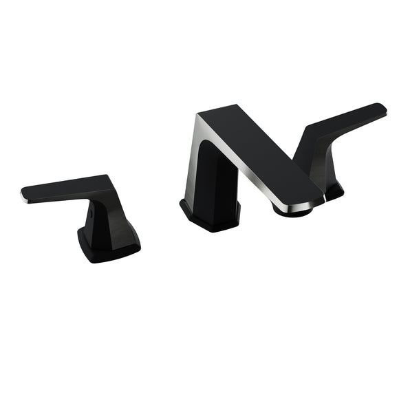 ANZZI 2-Handle 3-Hole 8 in. Widespread Bathroom Faucet With Pop-up Drain in Matte Black & Brushed Nickel