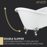 ANZZI FT-AZ132CH Falco 5.8 ft. Acrylic Freestanding Soaking Bathtub in Glossy White with Polished Chrome Feet