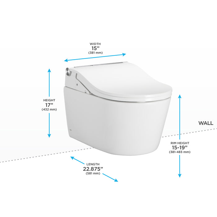 TOTO CWT4474547CMFGNA#MS WASHLET+ RP Wall-Hung D-Shape Toilet with RW Bidet Seat and In-Wall Auto Dual-Flush Tank