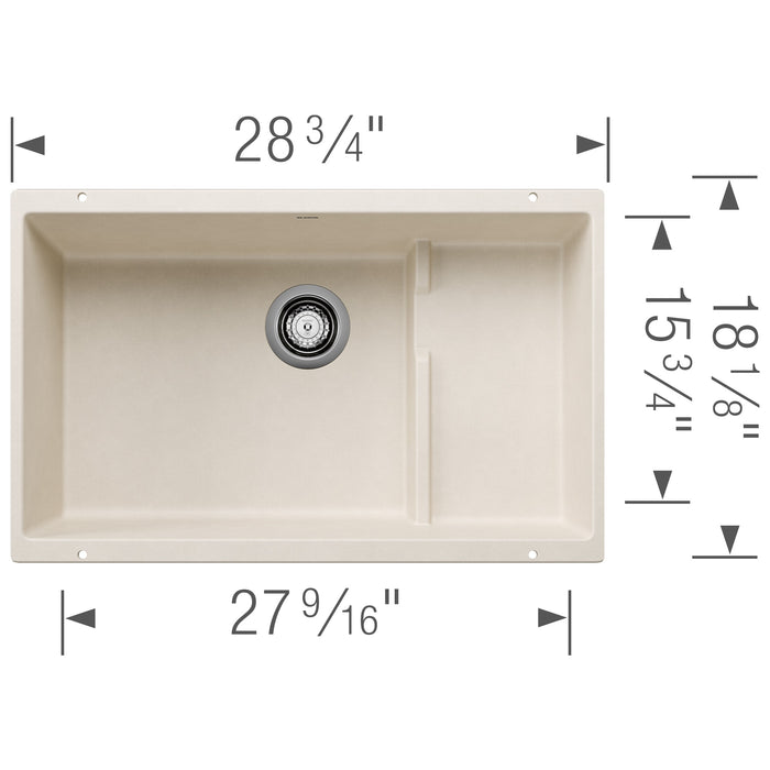 Blanco 527406 Precis Cascade SILGRANIT 29" Single Bowl Undermount Kitchen Sink in Soft White