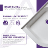 ANZZI SB-AZ01RO Randi 36 x 36" Neo-Round Double Threshold Shower Base in White