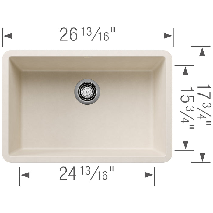 Blanco 527403 Precis SILGRANIT 27" Single Bowl Undermount Kitchen Sink - Soft White