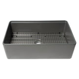 ALFI Brand ABFS3320S-GM Grey Matte Workstation 33" x 20" Single Bowl Step Rim Fireclay Farm Sink