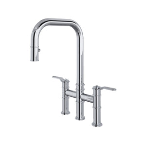 Rohl U.4551HT-APC-2 Perrin and Rowe Armstrong Pull-Down Bridge Kitchen Faucet with U-Spout