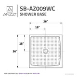 ANZZI SB-AZ009WC Titan Series 36" x 36" Shower Base in White