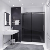 ANZZI SD-AZ8077-02BNT Leon Series 60" by 76" Frameless Sliding Shower Door in Brushed Nickel with Tinted Glass