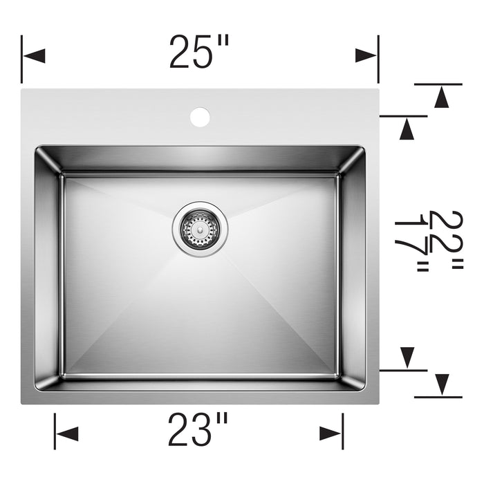 Blanco 443151 Quatrus R15 25" Single Bowl Dual Mount Stainless Steel Laundry Sink