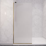 ANZZI SD-AZFL06001BGF Veil Series 74" by 34" Framed Frosted Glass Shower Screen in Brushed Gold