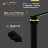 ANZZI L-AZ901MB-BG Single Handle Bathroom Sink Faucet with Pop-up Drain in Matte Black & Brushed Gold