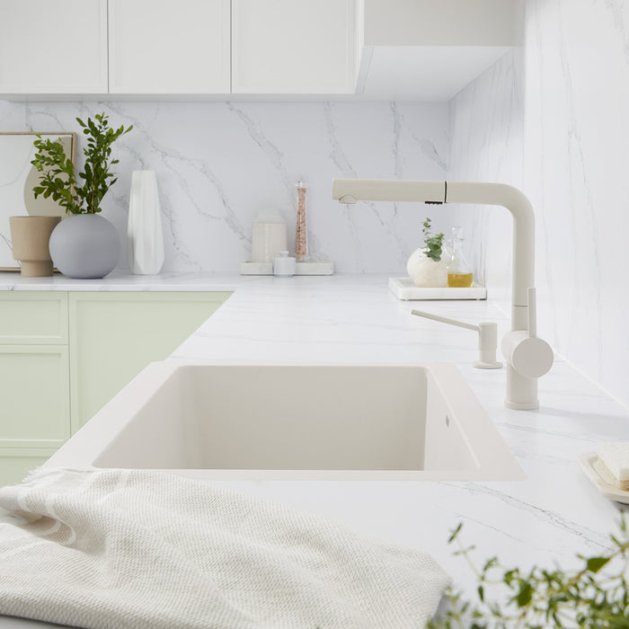Blanco 526963 Linus Low Arc Pull-Out Dual-Spray Kitchen Faucet - Soft White