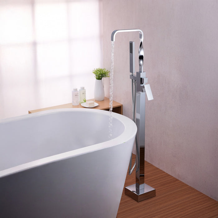 ANZZI FS-AZ0050CH Yosemite 2-Handle Claw Foot Tub Faucet with Hand Shower in Polished Chrome