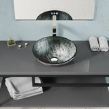 ANZZI LS-AZ903 Amalfi Round Glass Vessel Bathroom Sink with Stellar Grey Finish