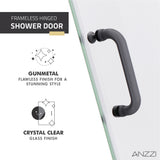 ANZZI SD-AZ8075-01GB Passion Series 24" by 72" Frameless Hinged shower door in Gunmetal with Handle