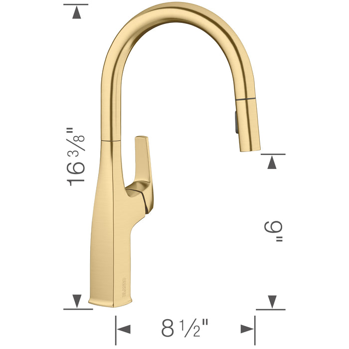 Blanco 442985 Rivana High-Arc Pull-Down Dual-Spray Kitchen Faucet - Satin Gold