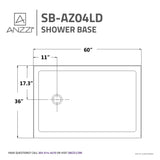 ANZZI SB-AZ04LD Tier 36 x 60" Left Drain Single Threshold Shower Base in White