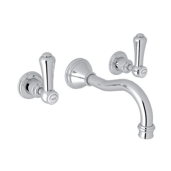 Rohl U.3793LSP-APC/TO-2 Perrin and Rowe Georgian Era Wall Mount Widespread Bathroom Faucet