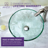 ANZZI LS-AZ065 Vieno Series Vessel Sink with Pop-Up Drain in Crystal Clear Floral