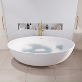 ANZZI FT-AZ510 Cestino 5.5 ft. Solid Surface Center Drain Freestanding Bathtub in Matte White