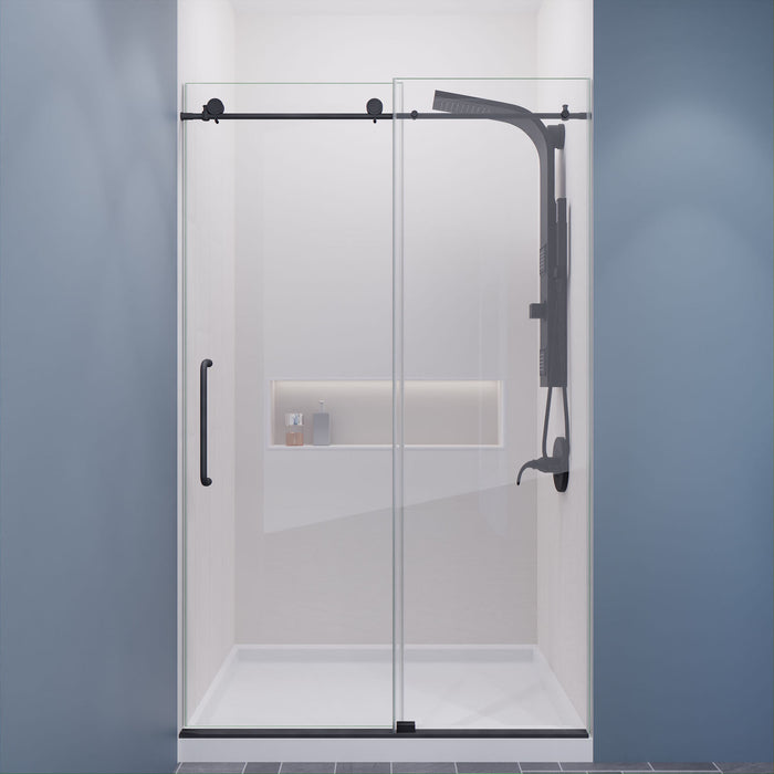 ANZZI SD-AZ8077-01GB Leon Series 48" by 76" Frameless Sliding Shower Door in Gunmetal with Handle