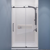 ANZZI SD-AZ8077-01GB Leon Series 48" by 76" Frameless Sliding Shower Door in Gunmetal with Handle