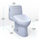 TOTO MW6044736CEFGA#01 WASHLET+ UltraMax II One-Piece Toilet with Auto Flush WASHLET+ S7A Bidet Seat, Cotton White