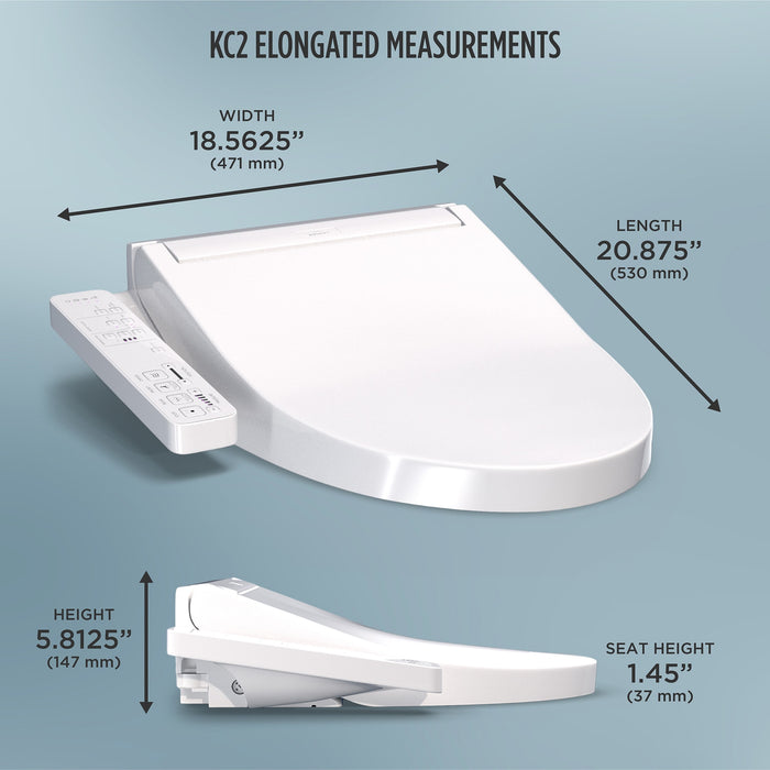 TOTO SW3024#01 WASHLET KC2 Heated Bidet Toilet Seat with SoftClose Lid, Elongated, Cotton White