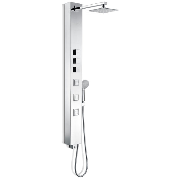 Lann 53 in. 3-Jetted Full Body Shower Panel with Heavy Rain Showerhead and Spray Wand in Chrome