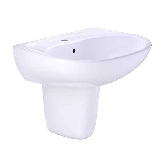 TOTO Supreme Oval Wall-Mount Bathroom Sink with CeFiONtect and Shroud for Single Hole Faucets, Cotton White - LHT241G#01