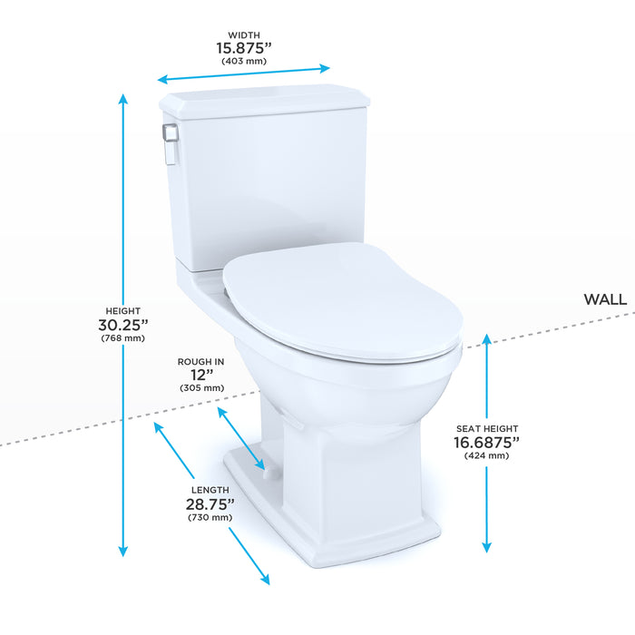 TOTO MS494234CEMFG#01 Connelly Two-Piece Dual Flush Toilet, WASHLET+ Ready, Cotton White
