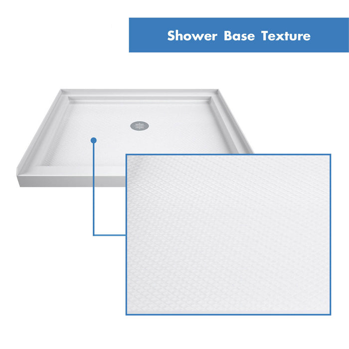 DreamLine DL-6216C-01CL Flex 36"D x 36"W x 74 3/4"H Semi-Frameless Pivot Shower Door in Chrome with Center Drain White Base