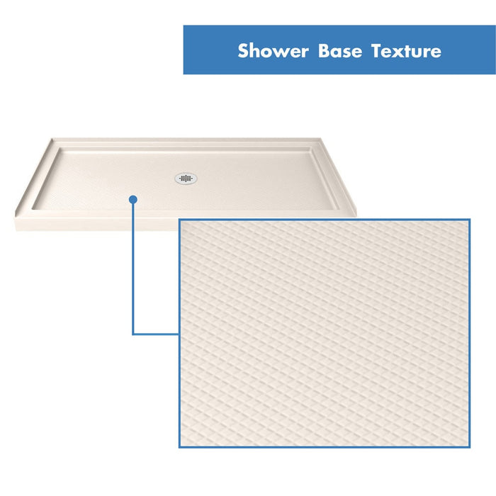 DreamLine DL6973CLC-22-09 Infinity-Z 36" D x 60" W x 74 3/4" H Clear Sliding Shower Door in Satin Black, Center Drain Biscuit Base