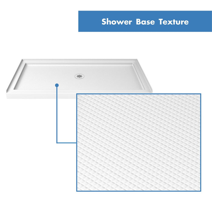 DreamLine DL-6118-CLC-06 Infinity-Z 34" D x 60" W x 76 3/4" H Clear Sliding Shower Door in Oil Rubbed Bronze, Center Drain Base and Backwalls