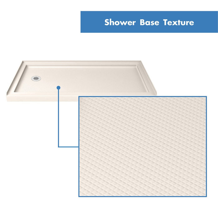 DreamLine DL6970CLL-22-09 Infinity-Z 30" D x 60" W x 74 3/4" H Clear Sliding Shower Door in Satin Black, Left Drain Biscuit Base
