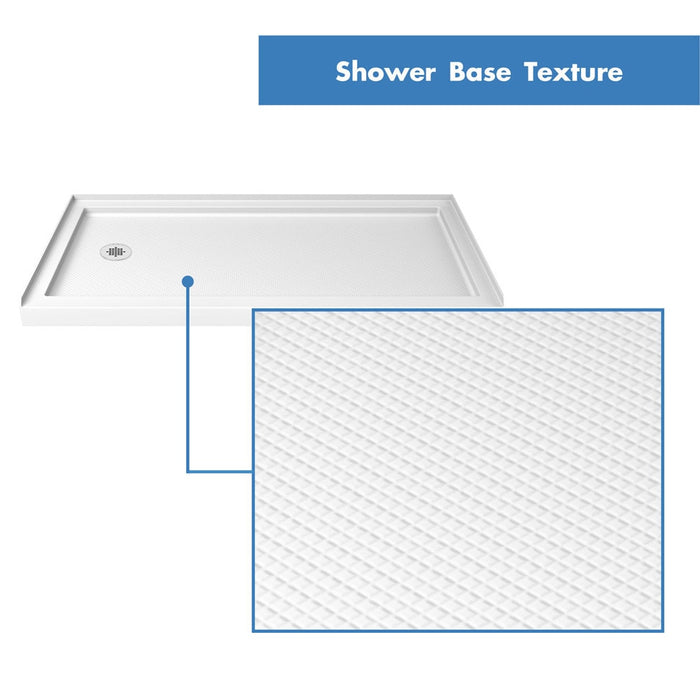 DreamLine D2096036XXL0004 Infinity-Z 36"D x 60"W x 78 3/4"H Sliding Shower Door, Base, and White Wall Kit in Brushed Nickel and Clear Glass