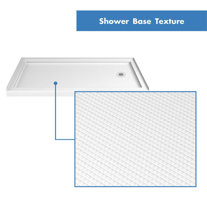 DreamLine DL-6115R-04CL Visions 36"D x 60"W x 76 3/4"H Sliding Shower Door in Brushed Nickel with Right Drain White Base, Backwalls